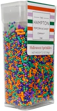 Green, Purple & Orange Sprinkles Jimmies 2 oz, Halloween Sprinkles For Baking, Ice Cream & More, The Hampton Candy Company by TheHamptonPopcornCandyCompany