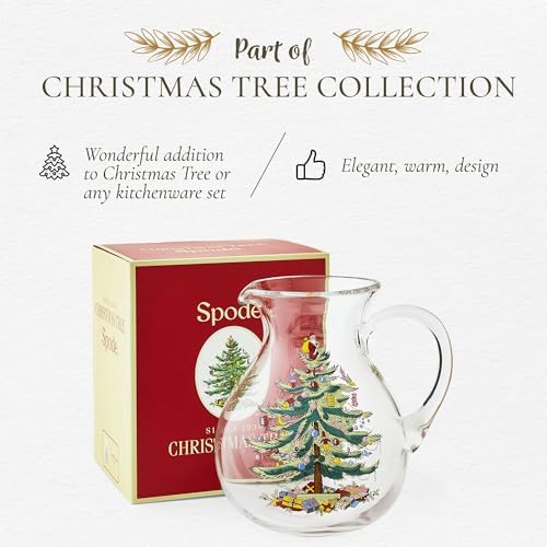 Spode Christmas Tree Glass Pitcher with Handle, 96 Oz - Beverage Server - Image 5