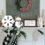 Christmas/Winter Tiered Tray Decor, 6 Pcs Hello Winter Snowflake Snowman Table Signs Let It Snow Wooden Signs for Home Kitchen Office - Image 7