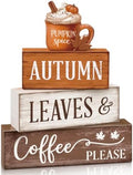4 Pcs Fall Tiered Tray Decor, Wooden Fall Decorations for Home by Golibra