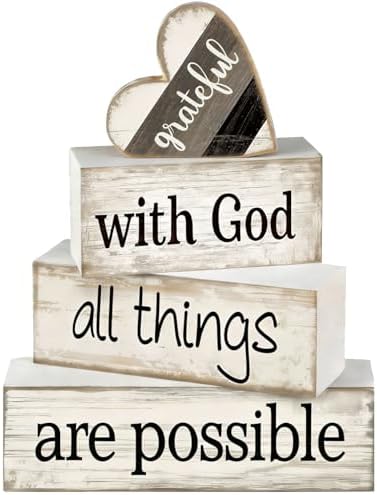 Farmhouse Table Decor, 4pcs Christian Religious Home Decor by CMZLUMINESTHome