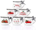Potchen 6 Pcs 5 oz Christmas Coffee Mugs with Ribbons,Fresh by Potchen