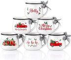 Potchen 6 Pcs 5 oz Christmas Coffee Mugs with Ribbons,Fresh by Potchen