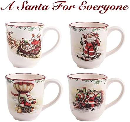 Bico Santa on the Way Ceramic Mug Set of 4, Christmas Coffee Mugs, 16oz Holiday Cups for Tea, Cocoa, or Hot Drinks, Microwave & Dishwasher Safe - Image 3
