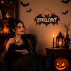 Halloween Decorations - Funny Gothic Bat Wooden Sign for Front Door - Image 2