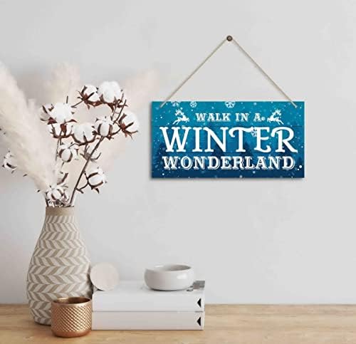 Christmas Door Sign Decor, Walk in a Winter Wonderland, Winter Seasonal Christmas Wall Art Hanging Wooden Sign Merry Xmas Holiday Decorations for Home Outside Indoor - Image 2