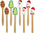 8PC Christmas Silicone Spatula Set - Santa Design Wood Handle by Hoypeyfiy