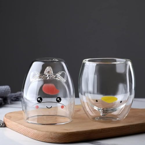 Binoster Duck Mug Cute Mugs Glass Double Wall Insulated Glass Espresso Cup, Coffee Cup, Tea Cup, Milk Cup,Kawaii Gift for Office and Personal Birthday Christmas (Duck) - Image 6