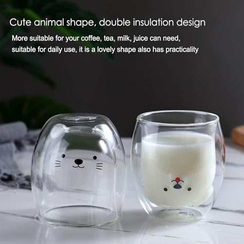 Binoster Dog Mug Cute Mugs Glass Double Wall Insulated Glass Espresso Cup, Coffee Cup, Tea Cup, Milk Cup,Kawaii Gift for Office and Personal Birthday Christmas (Happy Dog) - Image 3