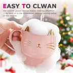 Christmas Mugs High-Footed Ceramic Cat Mug – 13.5oz Unique Coffee Cup with kitty Expression Design, Fun Gift for Women, Girls, Kids, Cat Lovers (pink) - Image 5