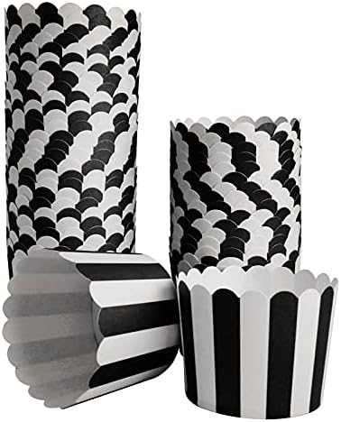 50 Pack Muffin Liners Baking Paper Cups Black and White by Staruby