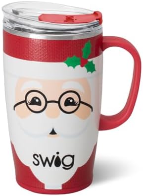 Swig Life 18oz Insulated Travel Mug with Handle & Lid, Mr Claus by SwigLife