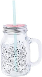 Silver Buffalo Peanuts Snoopy, Glass Mason Jar with Handle and Straw, 21oz by SilverBuffalo