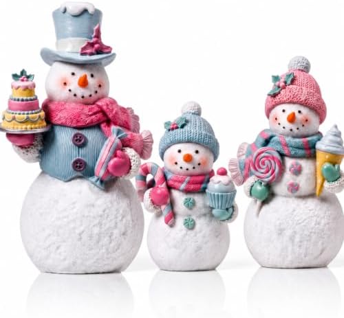 Suzile 3 Pcs Christmas Candy Snowman Decorations Wood Candy Canes Decor by Suzile