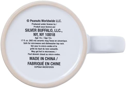 Silver Buffalo Peanuts Snoopy Beach, Wax Resist Ceramic Pottery Mug, 17oz - Image 6