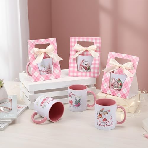 LemonRoad 6 Sets Pink Christmas Mugs 12 oz Xmas Coffee Mugs with Mug Boxes - Image 5