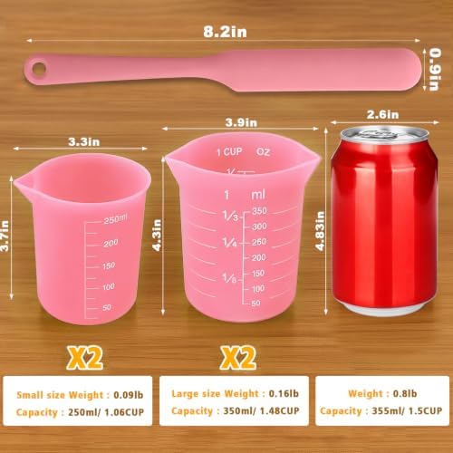 Palksky 4PCS Pink Measuring Cups with 1 Cup & 1.5 Cup & Jar Spatulas - Image 4