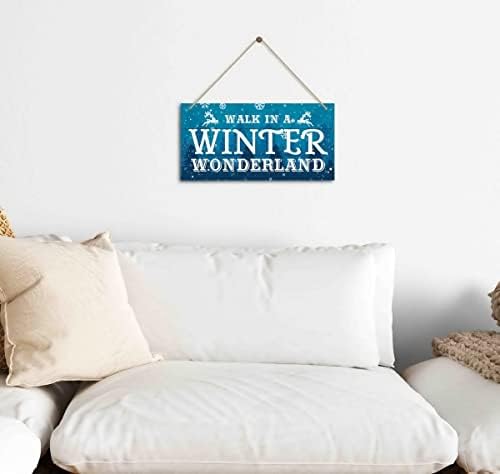 Christmas Door Sign Decor, Walk in a Winter Wonderland, Winter Seasonal Christmas Wall Art Hanging Wooden Sign Merry Xmas Holiday Decorations for Home Outside Indoor - Image 4