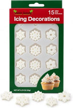 Oasis Supply Christmas Snowflake Edible Icing Decorations – 15 Count – White Winter Cake & Cupcake Toppers for Cookies, Cakes, Cupcakes & Holiday Desserts by OasisSupply