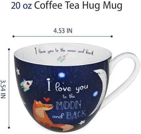 I Love You to the Moon and Back Mug, Premium 20 oz Bone China Coffee Mug, Romantic Gift for Her or Him, Valentine's Day, Anniversary, Birthday, Designed in England by Harvest Green Studio - Image 3
