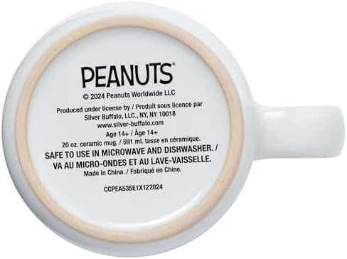 Silver Buffalo Peanuts Snoopy Wax Resist, Ceramic Camper Mug, 20oz - Image 4