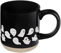Sweet Water Decor White Ghosts Black Halloween Mugs, 14 oz - Halloween Coffee Mug Dishwasher & Microwave Safe - Fall Mug for Coffee & Hot Cocoa or Seasonal Brew - Black Stoneware Ghost Mugs by SweetWaterDecor