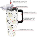 Halloween Tumbler with Lid and Straw 40oz,Black Cute Ghost Cat Vacuum Insulated Leak Proof Stainless Steel Coffee Cup,Goth Cute Spooky Halloween Accessories Gift for Women Girls - Image 4
