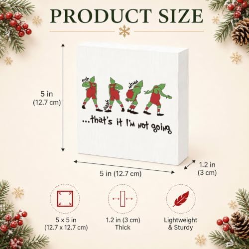 That's It I'm Not Going Sign, Funny Christmas Wood Box Shelf Decor - Image 3