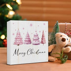 Merry Christmas Decorations - Pink Christmas Tree Wooden Sign - Image 5