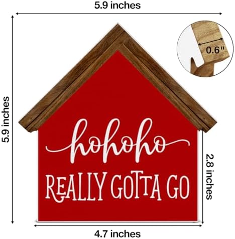 Christmas Bathroom Decor, Funny Ho Ho House Shaped Wood Sign - Image 2