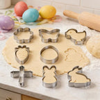 Easter Cookie Cutters, 9 Pieces Chick Carrot Egg Bunny Butterfly Rabbite Cross Flowers Shapes Metal Stainless Steel Biscuit Cutters Holiday Themed Baking Kit - Image 5