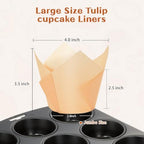 120pcs Jumbo Natural Tulip Cupcake Liners, Greaseproof Muffin Liners - Image 2