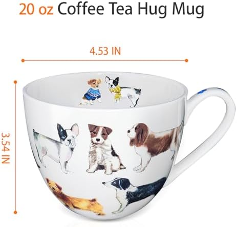 Cute Dog Mugs for Daily Coffee and Tea, Premium 20 oz Bone China Coffee Tea Hug Mug, Perfect Holiday, Birthday, and Christmas Gift for Dog Lovers, Designed in England by Harvest Green Studio - Image 3