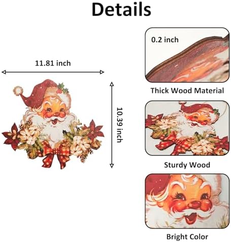 Christmas Decorations Christmas Hanging Wooden Sign - Vintage Style Santa Claus Welcome Sign for Front Door Xmas Wall Hanging Decor for Indoor Outdoor Christmas Party Supplies - Image 2