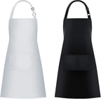 Jubatus 2 Pack Bib Aprons with 2 Pockets Cooking Chef Kitchen Apron by Jubatus