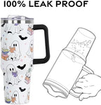 Halloween Tumbler with Lid and Straw 40oz,Cute Spooky Ghost Reading Vacuum Insulated Leak Proof Tumbler,Goth Bookish Reader Gift Women Girls,Book Lover Accessories Stainless Steel Coffee Cup - Image 5