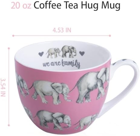 Premium 20 oz Bone China Elephant Hug Mug – Cute Elephant Design for Coffee & Tea, Ideal Holiday, Birthday, and Christmas Gift for Family and Friend, Designed in England by Harvest Green Studio - Image 3