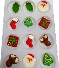 EPHVODI Christmas Cakes Decorations 12pcs Edible Santa Claus Christmas Tree Shaped Hard Sugar Icing Decorations Cupcake Toppers for Baking Cookie Ice Cream Candy Decoration by EPHVODI