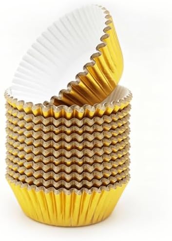 100 Gold Foil Cupcake Liners, Muffin Liners or Baking Cups for Desserts, Muffins, Cupcakes and More Treats; Grease Proof, No Smell, Food Grade, Nut Serving Containers (Gold 100) - Image 2