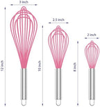 Pink Silicone Whisk Set of 3, 8/10/12 Inch, Non-Scratch - Image 6