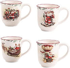 Bico Santa on the Way Ceramic Mug Set of 4, Christmas Coffee Mugs, 16oz Holiday Cups for Tea, Cocoa, or Hot Drinks, Microwave & Dishwasher Safe by Bico