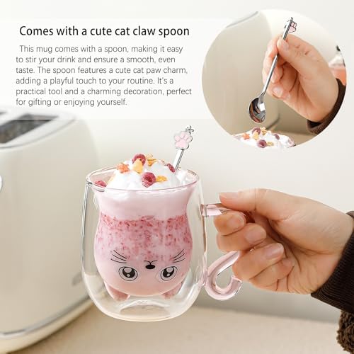 Binoster Gift Woman Birthday Cup Cat Coffee Cup Double Walled Cup A The Mug Cat Gift Mom Dad Mistress Friend Wife Idea Gift Idea Mother's Day Father's Day Valentine's Day Christmas Halloween Woman - Image 2
