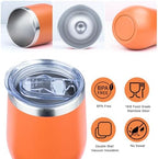 MEZMUT 12 Oz Insulated Wine Tumbler with Lid Wine Glass Cup(Orange,1) - Image 4