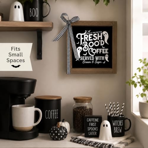 Halloween Coffee Bar Decor Freshly Booed Coffee Sign Table Home - Image 6