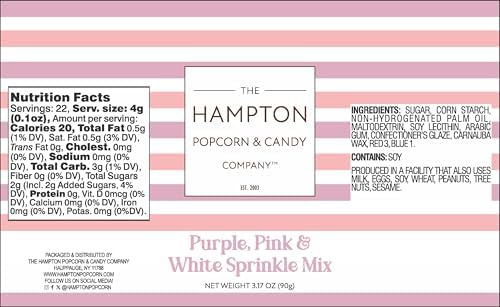 Pink, Purple & White Sprinkles Jimmies 3.17 oz, Sprinkles For Cake Decorating, Cake Sprinkles, Sprinkles For Baking, Ice Cream & More, The Hampton Candy Company - Image 2