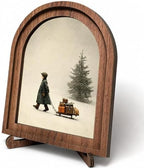 Winter Child Arched Decor, Christmas Sled Table Sign, 5.9x7.9 by HPCHENG