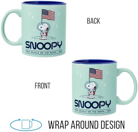 Silver Buffalo Peanuts Beagle on the Moon Snoopy Space, Ceramic Mug, 20oz - Image 6