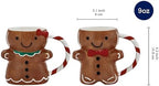 Bico 3D Gingerbread Man Mugs Set of 2, 9 oz Hand Painted Stoneware - Image 2
