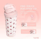 YOME 17oz Stripe Cherry Pink Ceramic Lined Insulated Coffee Mug with Infuser for Women Gift | One-handed Pop Open Lid | Stainless Steel |Keep Drinks Cold and Hot| 100% Leak Proof - Image 5