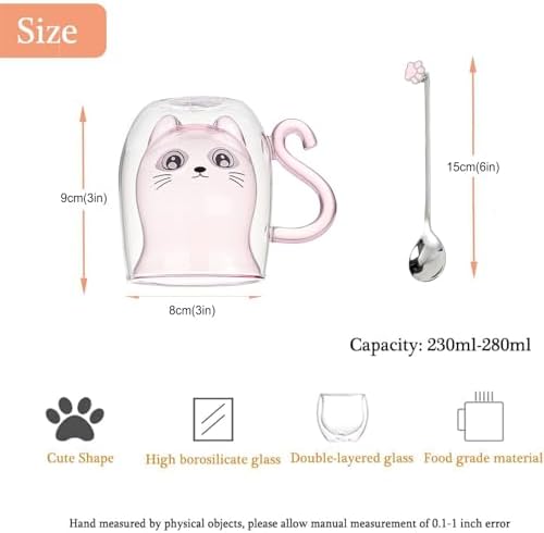 Binoster Gift Woman Birthday Cup Cat Coffee Cup Double Walled Cup A The Mug Cat Gift Mom Dad Mistress Friend Wife Idea Gift Idea Mother's Day Father's Day Valentine's Day Christmas Halloween Woman - Image 5
